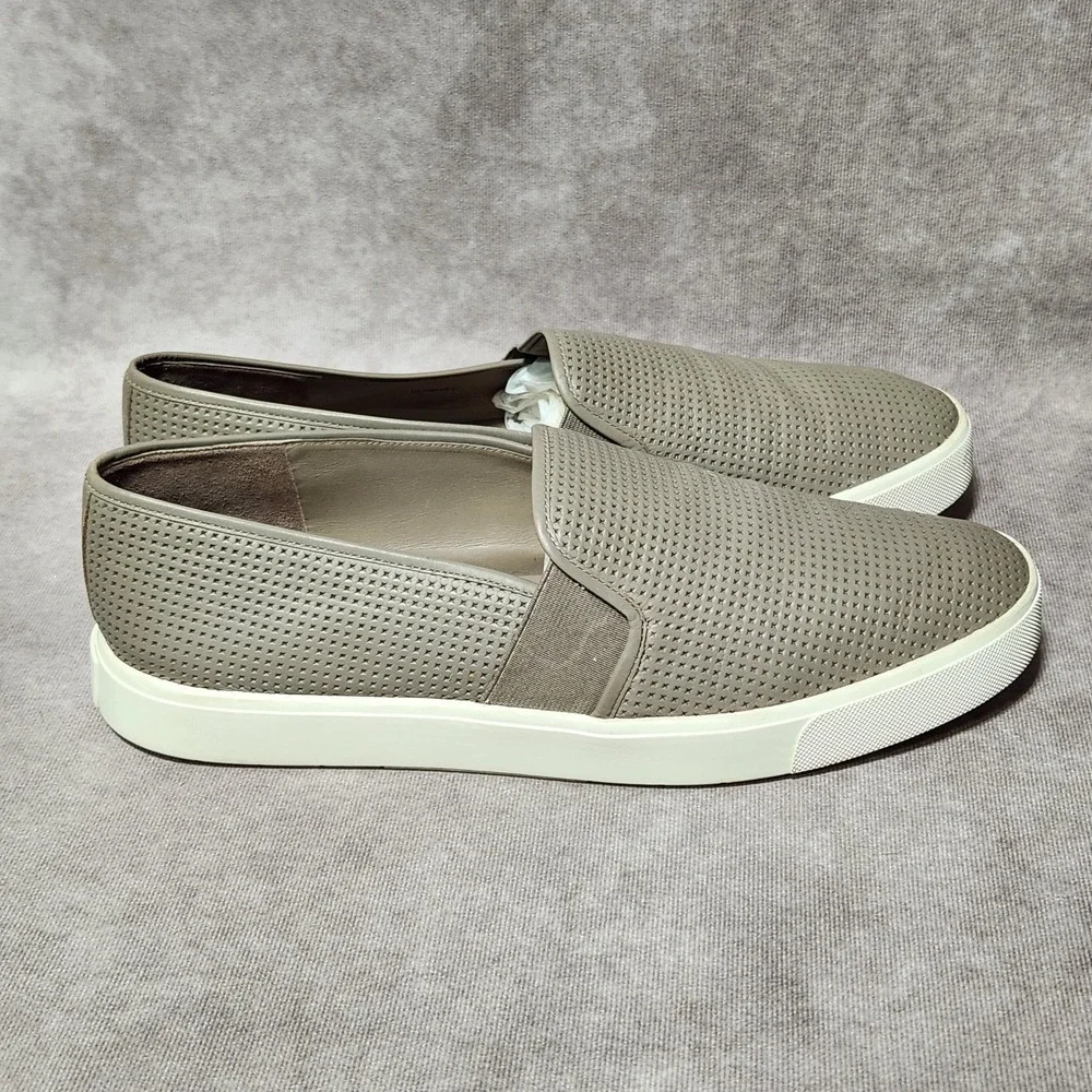 women's VINCE Blair perforated Leather slip-on sneakers Taupe gray‎ size 11